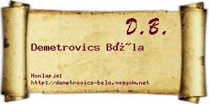 Demetrovics Béla névjegykártya