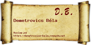 Demetrovics Béla névjegykártya