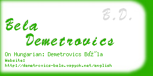 bela demetrovics business card